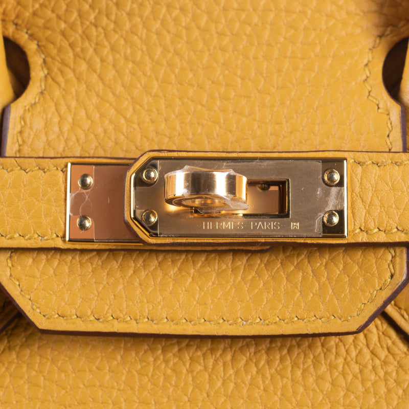 Herm�s 25cm Birkin Jaune Ambre Togo Leather Gold Hardware