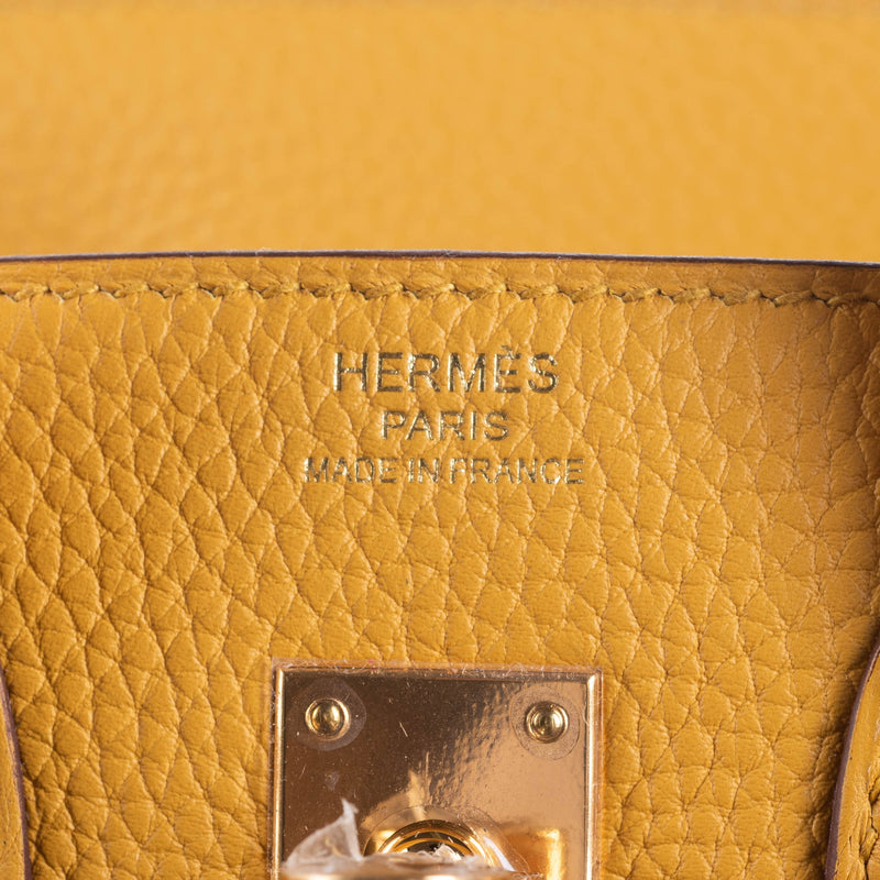 Herm�s 25cm Birkin Jaune Ambre Togo Leather Gold Hardware