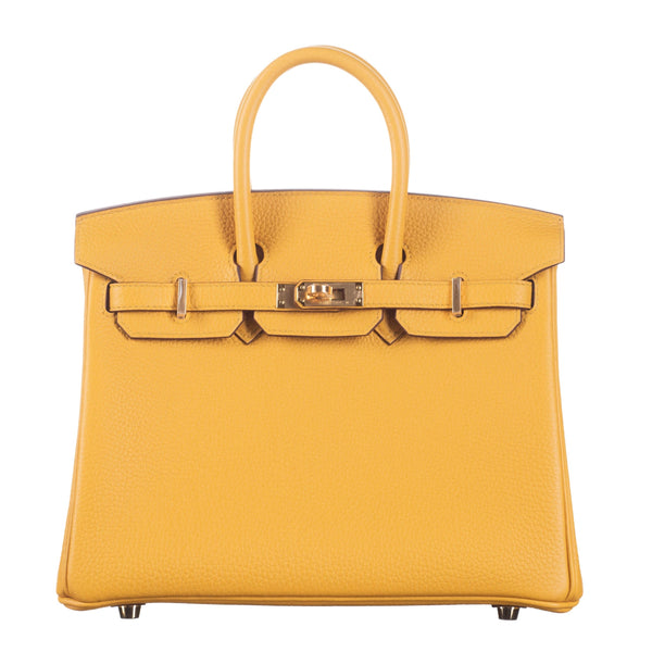 Herm�s 25cm Birkin Jaune Ambre Togo Leather Gold Hardware