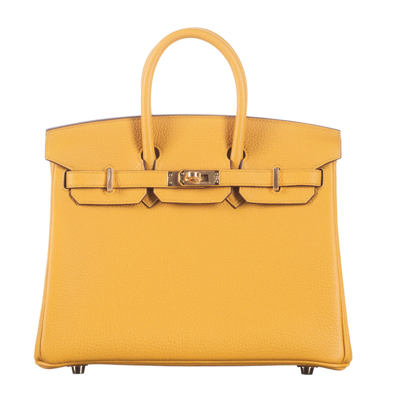 Herm�s 25cm Birkin Jaune Ambre Togo Leather Gold Hardware