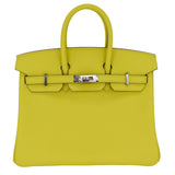 Herm�s 25cm Birkin Lime Swift Leather Palladium Hardware