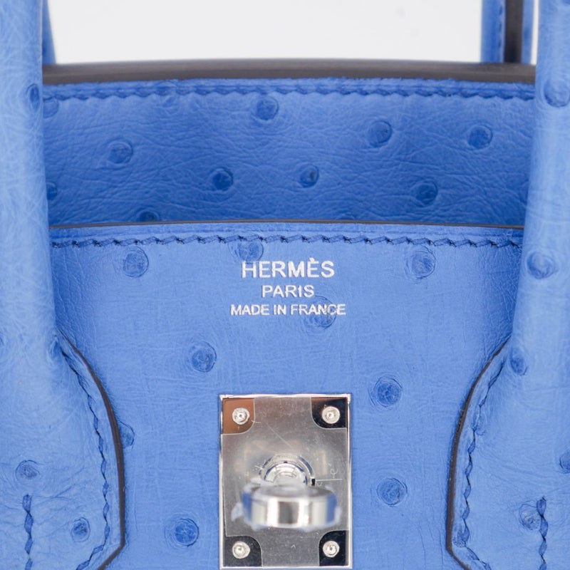 Herm�s 25cm Birkin Mykonos Ostrich Palladium Hardware