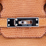 Herm�s 25cm Birkin Natural Lizard Palladium Hardware