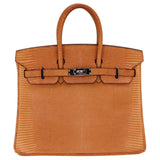 Herm�s 25cm Birkin Natural Lizard Palladium Hardware