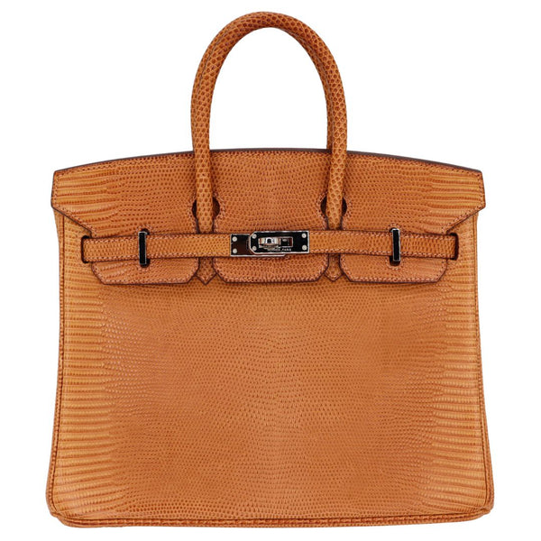 Herm�s 25cm Birkin Natural Lizard Palladium Hardware