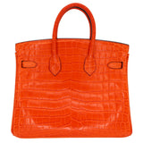 Herm�s 25cm Birkin Orange Matte Niloticus Crocodile Gold Hardware