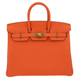 Herm�s 25cm Birkin Orange Togo Leather Gold Hardware