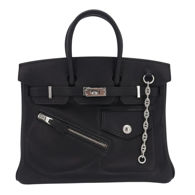 Herm�s 25cm Birkin Rock Black Volupto Leather Palladium Hardware