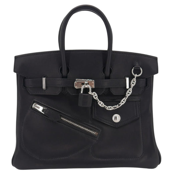 Herm�s 25cm Birkin Rock Black Volupto Leather Palladium Hardware