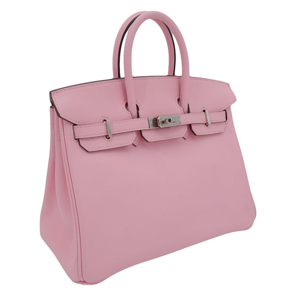 Herm�s 25cm Birkin Rose Sakura Swift Leather Palladium Hardware