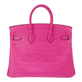 Herm�s 25cm Birkin Rose Shocking Matte Alligator Palladium Hardware