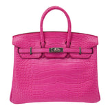 Herm�s 25cm Birkin Rose Shocking Matte Alligator Palladium Hardware