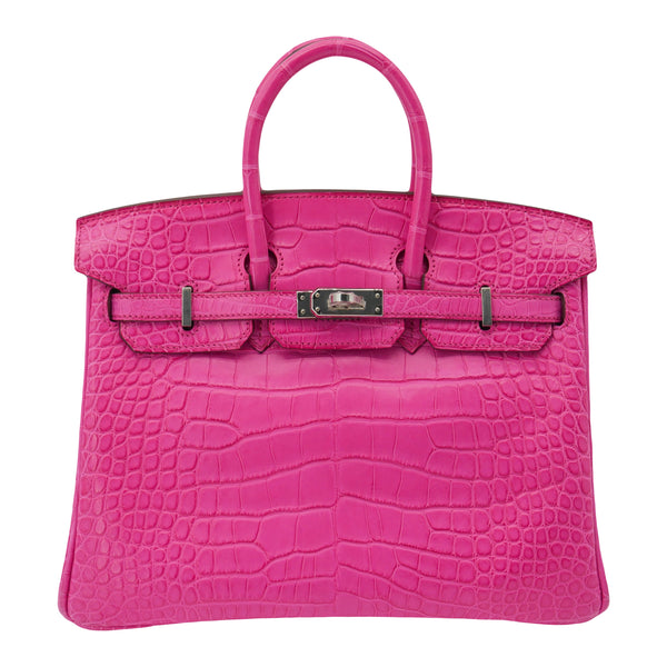 Herm�s 25cm Birkin Rose Shocking Matte Alligator Palladium Hardware