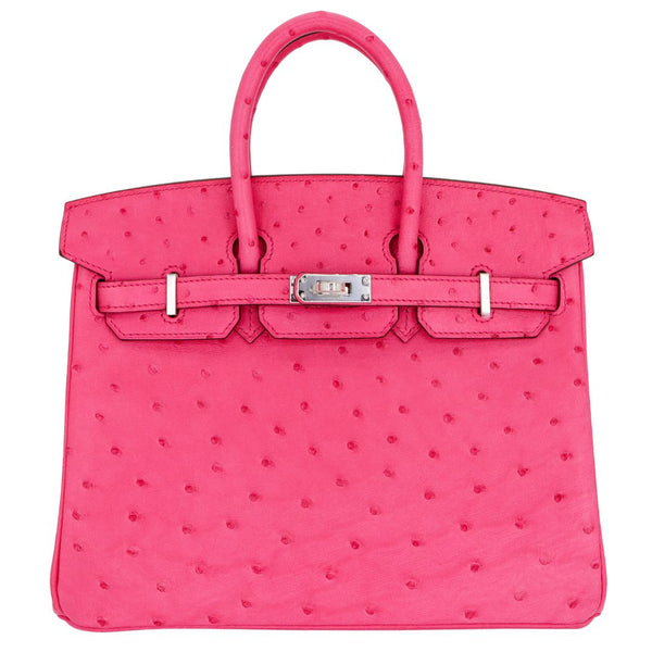 Herm�s 25cm Birkin Rose Tyrien Ostrich Palladium Hardware