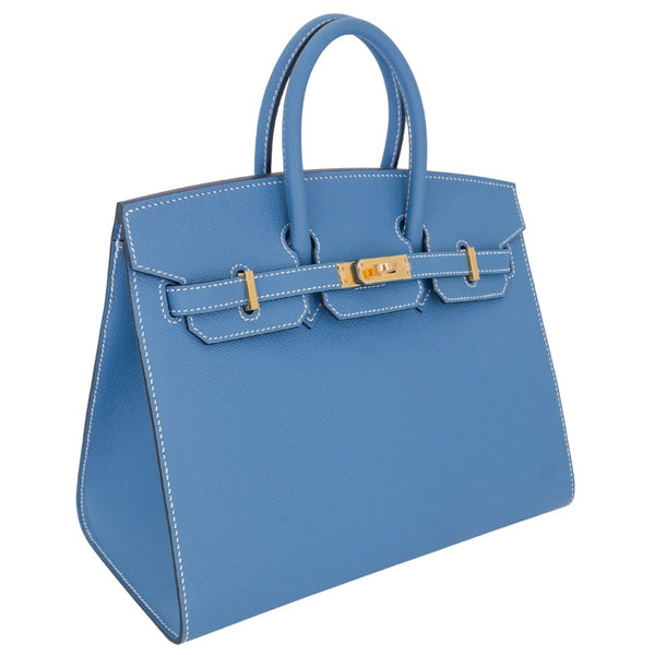 Herm�s 25cm Birkin Sellier Bleu Jean Epsom Leather Gold Hardware