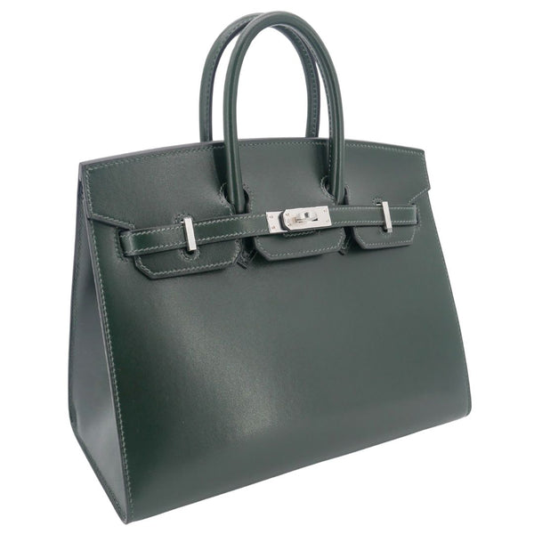 Herm�s 25cm Birkin Sellier Vert Fonce Box Calf Palladium Hardware