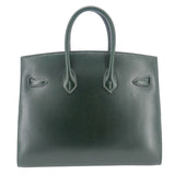 Herm�s 25cm Birkin Sellier Vert Fonce Box Calf Palladium Hardware