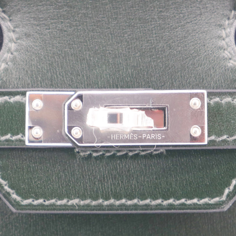 Herm�s 25cm Birkin Sellier Vert Fonce Box Calf Palladium Hardware