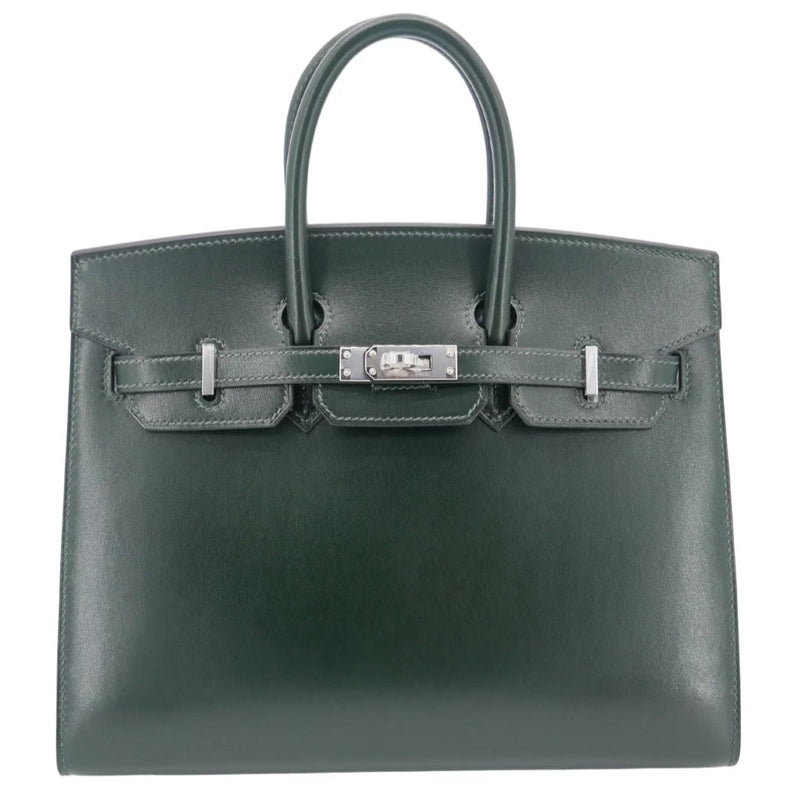 Herm�s 25cm Birkin Sellier Vert Fonce Box Calf Palladium Hardware