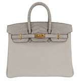 Herm�s 25cm Birkin Touch Gris Perle Matte Alligator/Togo Leather Gold Hardware