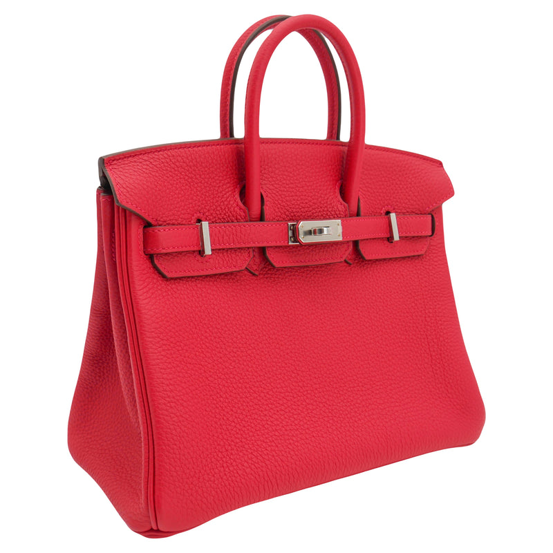 Herm�s 25cm Birkin Verso Rouge Casaque Togo Leather Palladium Hardware