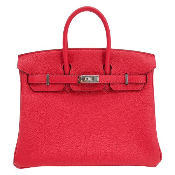 Herm�s 25cm Birkin Verso Rouge Casaque Togo Leather Palladium Hardware