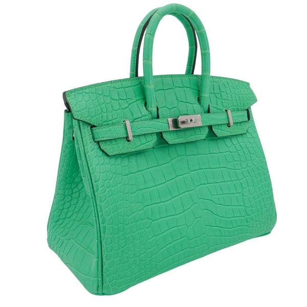 Herm�s 25cm Birkin Vert Comics Matte Alligator Palladium Hardware