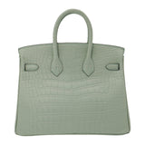 Herm�s 25cm Birkin Vert d'Eau Matte Alligator Gold Hardware