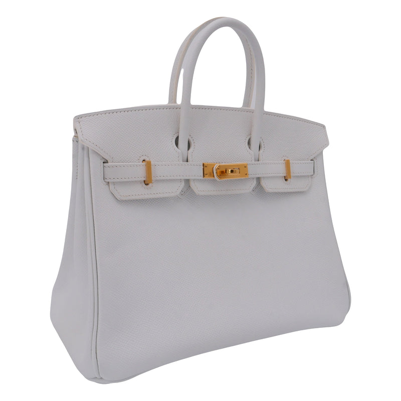 Herm�s 25cm Birkin White Epsom Leather Gold Hardware