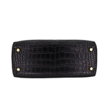 Herm�s 25cm Kelly Retourne Black Matte Alligator Gold Hardware