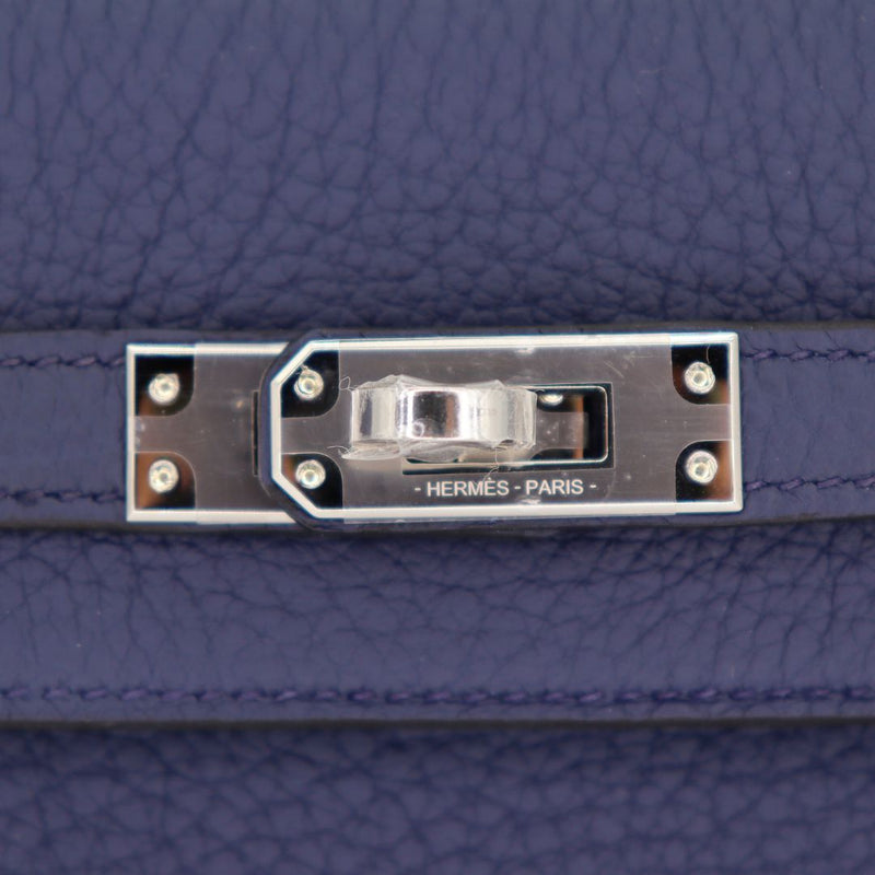 Herm�s 25cm Kelly Retourne Bleu Navy Togo Leather Palladium Hardware