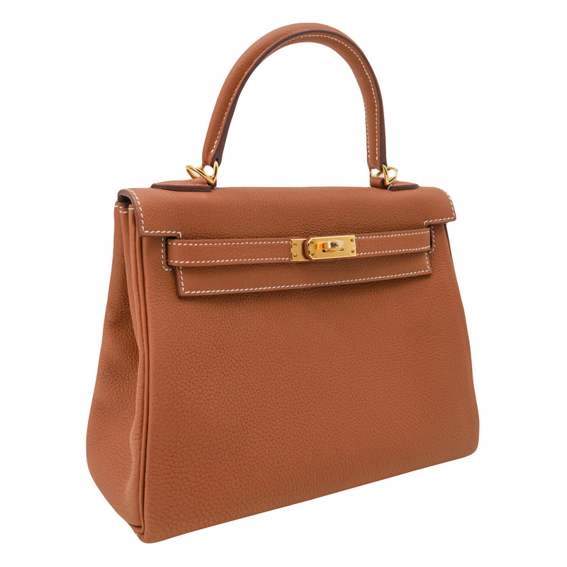 Herm�s 25cm Kelly Retourne Gold Togo Leather Gold Hardware