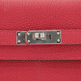 Herm�s 25cm Kelly Retourne Rouge Casaque Togo Leather Palladium Hardware