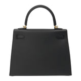 Herm�s 25cm Kelly Sellier Black Epsom Leather Gold Hardware