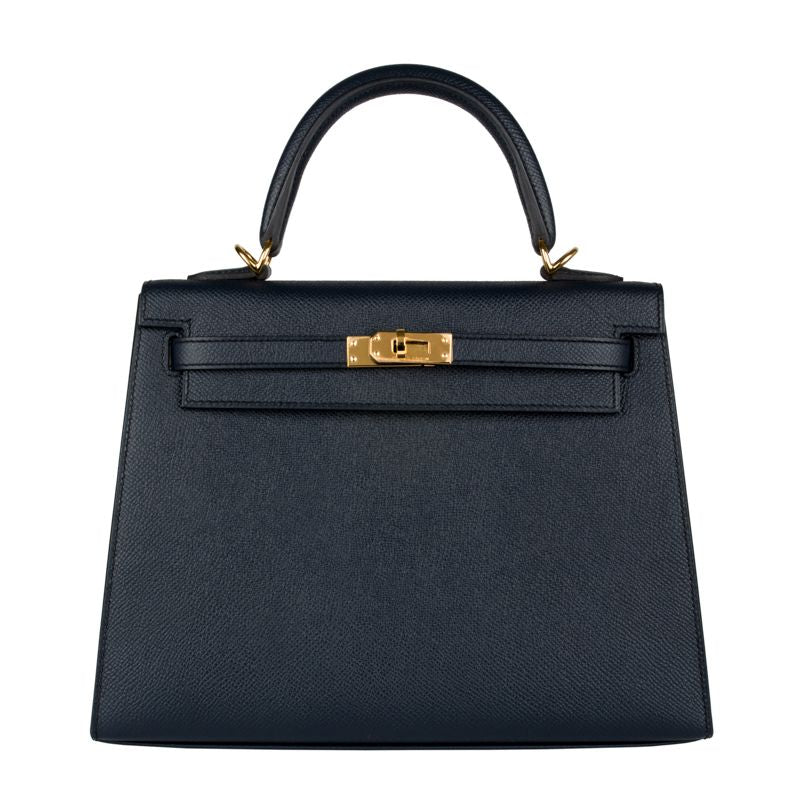 Herm�s 25cm Kelly Sellier Bleu Indigo Epsom Leather Gold Hardware