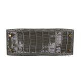 Herm�s 25cm Kelly Sellier Gris Cement Shiny Alligator Gold Hardware