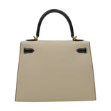 Herm�s 25cm Kelly Sellier HSS Black/Nata Epsom Leather Brushed Gold Hardware