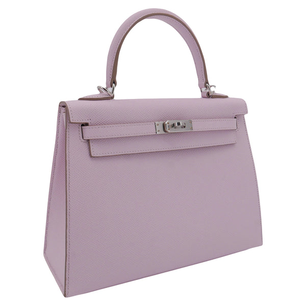 Herm�s 25cm Kelly Sellier Mauve Pale Epsom Leather Palladium Hardware