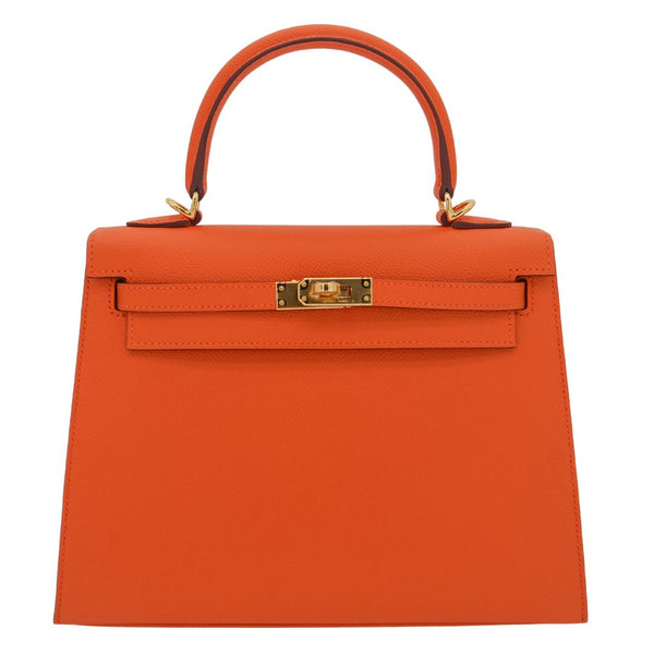 Herm�s 25cm Kelly Sellier Orange Epsom Leather Gold Hardware