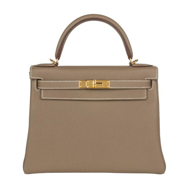 Herm�s 28cm Kelly Retourne Etoupe Togo Leather Gold Hardware