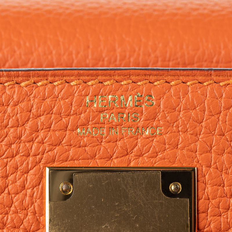 Herm�s 28cm Kelly Retourne Feu Clemence Leather Gold Hardware