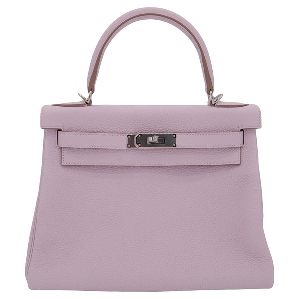 Herm√®s 28cm Kelly Retourne Mauve Pale Clemence Leather Palladium Hardware