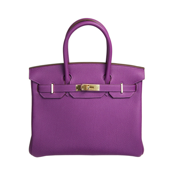 Herm�s 30cm Birkin Anemone Togo Leather Gold Hardware