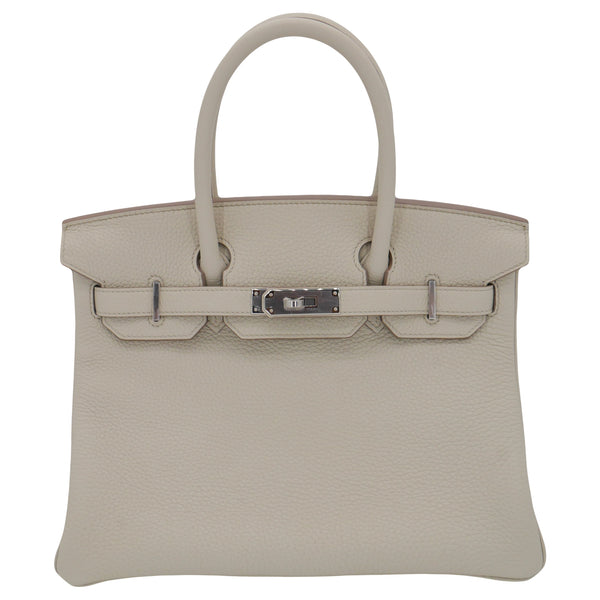 Herm�s 30cm Birkin Beton Clemence Leather Palladium Hardware