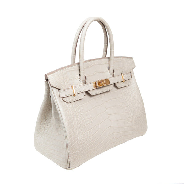 Herm�s 30cm Birkin Beton Matte Alligator Gold Hardware