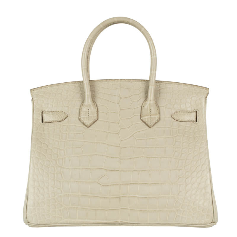 Herm�s 30cm Birkin Beton Matte Alligator Palladium Hardware