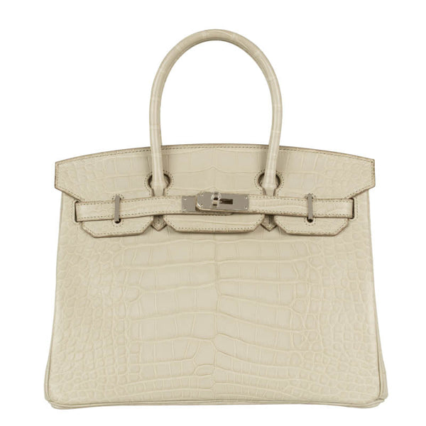 Herm�s 30cm Birkin Beton Matte Alligator Palladium Hardware