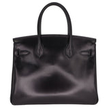 Herm�s 30cm Birkin Black Box Calf Leather Palladium Hardware