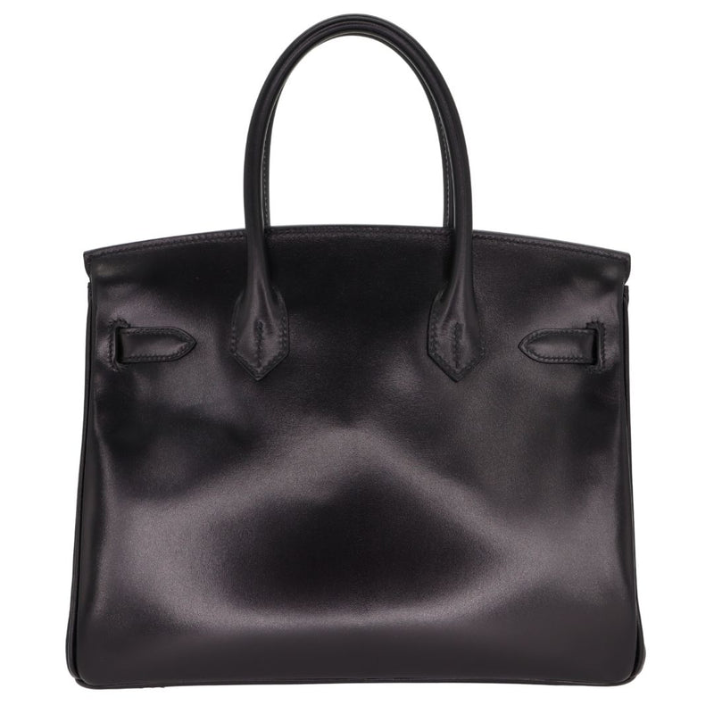 Herm�s 30cm Birkin Black Box Calf Leather Palladium Hardware