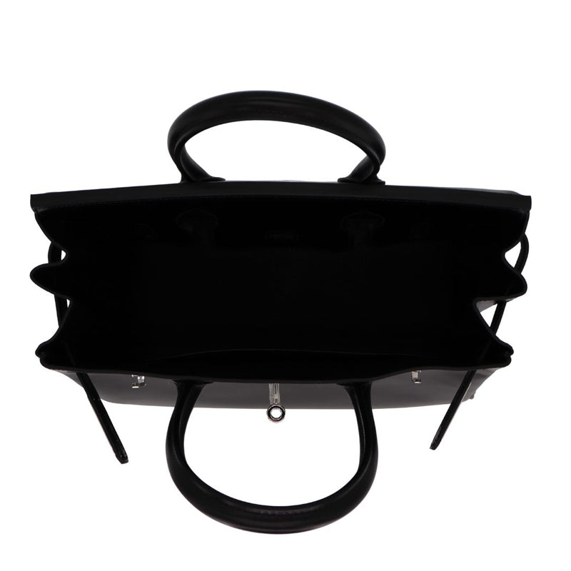 Herm�s 30cm Birkin Black Box Calf Leather Palladium Hardware